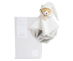 DOUDOU ET COMPAGNIE - Doudou Plat Carré Ours - L'Original Ours Taupe - Compagnon Tout Doux pour Les Câlins Enfants - Idée Cadeau de Naissance Bébé - Garantie Doudou Perdu - DC2928