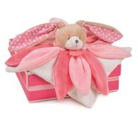 Doudou et Compagnie - Doudou Plat Lapin Pétale Collector - Rose - DC2791 | Doudou Plat 28 cm en Boîte Cadeau - Collection Lapin Pétale- Peluche Toute Douce - Éveil Bébé - Idée Cadeau Naissance Filles