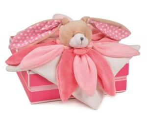 Doudou et Compagnie - Doudou Plat Lapin Pétale Collector - Rose - DC2791 | Doudou Plat 28 cm en Boîte Cadeau - Collection Lapin Pétale- Peluche Toute Douce - Éveil Bébé - Idée Cadeau Naissance Filles