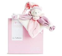 Doudou et Compagnie - Doudou Plat Ours Collector - Rose - 24cm -3 Couleurs au Choix - Ourson avec Bonnet de Nuit - Avec Boite pour Cadeau Naissance - Garantie Doudou Perdu - DC2920