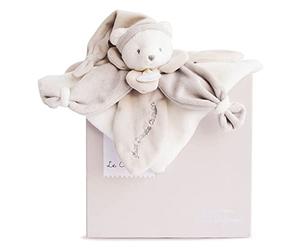 DOUDOU ET COMPAGNIE - Doudou Plat Ours Collector - Taupe - 3 Couleurs au Choix - Ourson avec Bonnet de Nuit - avec Boite Cadeau pour Offrir - Cadeau Naissance Bébé - Garantie Doudou Perdu - DC2922