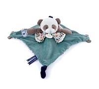 DOUDOU ET COMPAGNIE - Doudou Plat Panda & Marionnette à Doigt - Doudou 2 en 1 - 30 cm - Collection Les Petits Futés - Noir - Idée Cadeau De Naissance Ludique - Garantie Doudou Perdu - DC4056