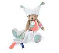 Doudou et Compagnie - Doudou Souris 3 en 1 :Doudou Boule, Cocon et Balle d'Eveil - 35cm - Blanc - Collection Les Petits Futés - Mignon et Très Doux - Idée Cadeau de Naissance pour Bébé - DC4060