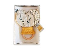 DOUDOU ET COMPAGNIE - Hochet en Bois - Collection Pollen l'Abeille Bio - Doudou avec Papier Craquant - Boite Cadeau - 16 cm - Couleurs Jaune et Beige - Parfait Cadeau dès la Naissance - DC3845