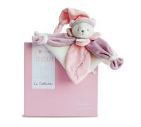 Doudou et Compagnie - Doudou Plat Ours Collector - Rose - 24cm -3 Couleurs au Choix - Ourson avec Bonnet de Nuit - Avec Boite pour Cadeau Naissance - Garantie Doudou Perdu - DC2920