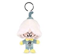 Doudou et Compagnie - JO Milano Cortina 2026 - Porte-Clés Peluche Officielle Genius FLO (Lunettes)- Collection Flo Olympique - Ami des Mascottes Tina & Milo des Jeux Olympiques d’Hiver - 14 cm