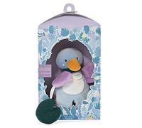 Doudou et Compagnie - La Colline aux Oiseaux - Mon petit coin-coin - Doudou canard- Bleu - 27cm - Cadeau naissance - Jolie boîte nichoir - DC4051