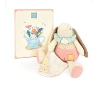 Doudou et Compagnie - LAPIN CIBOULETTE - Doudou Pantin avec Mouchoir Plat Blanc - Idée Cadeau Pour Enfants dès la Naissance - 28 cm - Avec Boîte Cadeau pour Offrir - Garandtie Doudou Perdu - DC4208