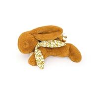 DOUDOU ET COMPAGNIE - Lapin Doudou Ocre 29 cm en Peluche Ultra Douce avec Foulard à Motif Lin - Doudou Bébé Mixte Dès la Naissance - Boîte Cadeau pour Offrir - Garantie Doudou Perdu - DC4145