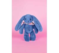 DOUDOU ET COMPAGNIE - Lapin Fleurette Bleu 25 cm - Peluche Bébé Ultra Douce avec Foulard Fleuri - Doudou Naissance Mixte - Coloris Bleu Intense - Idée Cadeau Naissance - DC4299