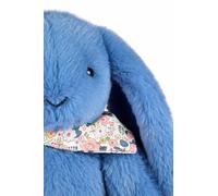 DOUDOU ET COMPAGNIE - Lapin Fleurette Bleu 35 cm - Peluche Ultra Douce en Velours pour Bébé - Doudou Mixte dès la Naissance - Foulard fleuri - Cadeau de Naissance - DC4304