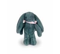 DOUDOU ET COMPAGNIE - Lapin Fleurette Eucalyptus 25 cm - Peluche Bébé Ultra Douce avec Foulard Fleuri - Doudou Naissance Mixte - Coloris Vert Foncé Élégant - Cadeau Naissance - DC4300