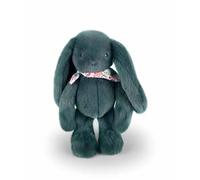 DOUDOU ET COMPAGNIE - Lapin Fleurette Eucalyptus 35 cm - Peluche Ultra Douce Vert Foncé - Doudou Bébé dès la Naissance - Foulard Fleuri - Cadeau Mixte - DC4305
