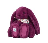 Doudou et Compagnie - Lapin Fleurette Prune - 25 cm - Doudou Lapin Ultra Doux aux Oreilles Fleuries - Premier Cadeau Naissance Bébé Fille Garçon - Lavable en Machine 30° - Coloris Violet - DC4704
