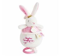 DOUDOU ET COMPAGNIE - Lapin Fleurs - Peluche musicale pour bébé - Blanc et rose - 15 cm