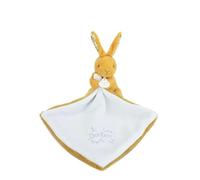 Doudou et Compagnie - Lapin Ocre avec Doudou Mouchoir - Fleurs - DC4363 | Mouchoir à Fleurs - Peluche Bébé Ultra Douce - Avec Boîte Cadeau - Garantie Doudou Perdu - Idée Cadeau de Naissance Bébé