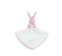 DOUDOU ET COMPAGNIE - Lapin Rose avec Doudou - Peluche Bébé Ultra Douce - Motif Fleuri - Cadeau Naissance Fille - Lavable en Machine - Avec Coffret - DC4360