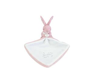 Doudou et Compagnie - Lapin Rose avec Doudou - Peluche Bébé Douce - DC4360 | Peluche Bébé Ultra Douce - Motif Fleuri - Lavable en Machine - Avec Coffret Cadeau - Garantie Doudou Perdu - Idée Cadeau