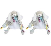 Doudou et Compagnie- Marionnette Doudou Peluche Chien - 28 cm - Gris - Collection Toopi - Idée Cadeau Naissance - Jouet Éducatif Interactif Amusant - Garantie Doudou Perdu - DC3082 (Lot de 2)