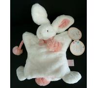 P12 DOUDOU ET COMPAGNIE MARIONNETTE LAPIN POMPON blanc mauve violet - 100% NEUF
