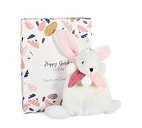 Doudou et Compagnie - Mini Doudou Lapin Happy Boho - Vieux Rose - DC3882 | Pompon Terracotta et Lange - Peluche pour l'Éveil de l'Enfant - Garantie Doudou Perdu - Avec Boîte Cadeau - Cadeau Naissance