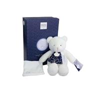 Doudou et Compagnie - Ours Doudou Pantin - Clair de Lune - Blanc - DC4218 | Peluche Blanche Ultra Douce - Brille dans le Noir - 28 cm - Avec Boîte Cadeau Étoilée - Lavable à 30° - Idée Cadeau Naissance