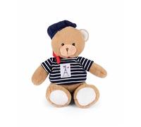 DOUDOU ET COMPAGNIE - Ours Marinière Tour Eiffel - 28 Cm - Collection Amour de Paris - Avec Béret & Écharpe Rouge - Doudou Peluche Doux - Idée Cadeau Souvenir Paris pour Enfants Adultes - SP4286