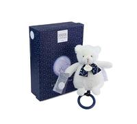 DOUDOU ET COMPAGNIE - Ours Musical CLAIR DE LUNE - Peluche Boîte à Musique Blanche - Brille dans le Noir - Apaisant pour Bébé - Idée Cadeau Naissance - Présenté en Boîte Cadeau Étoilée - DC4317