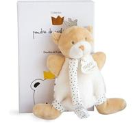 Doudou et Compagnie - Attache-tétine peluche Ours Petit Roi 15 cm Miel boîte cadeau adapté dès 1 an
