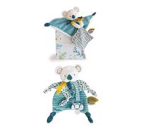 Doudou et Compagnie - Pack Cadeau Naissance Mixte Yoca Le Koala : Peluche Plat et Attache Tétine - Extra Doux avec Garantie Doudou Perdu