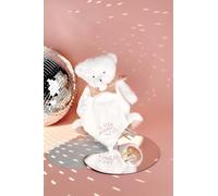 DOUDOU ET COMPAGNIE - Pantin Ours Rose avec Doudou Mouchoir Brodé - Peluche Collector Anniversaire 25 Ans - Idée Cadeau Naissance Bébé - Garantie Doudou Perdu - Doudou Peluche Ultra Doux - DC4334