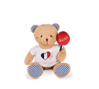 Doudou et Compagnie - Peluche Bisous Ours Beige avec Ballon Rouge - 25 cm - Doudou Peluche Enfants Ours Câlin - Cadeau Je T’Aime Valentin - Idée Cadeau Naissance Enfants - Souvenir Français - SP4511
