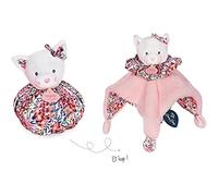 Doudou et Compagnie - Peluche Chat Rose 3 en 1 Réversible : 1 Chat + 1 Marionnette = 1 Petit Sac pour se Promener - 25 cm - Collection Petits Futés - Idée Cadeau - Garantie Doudou Perdu - DC3933
