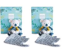 Doudou et Compagnie - Peluche Koala avec Doudou Mouchoir Imprimé - Collection Yoca Le Koala - Bleu - 15 cm - Boite Cadeau - Idée Cadeau Naissance Fille ou Garçon - Garantie Doudou Perdu - DC3667