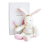 Doudou et Compagnie - Peluche Lapin - 25 cm - Blanc/Rose - Jolie Boîte Cadeau - Lapin Etoile - Perlidoudou - DC3516