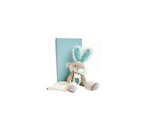 Doudou et Compagnie – Peluche lapin avec doudou mouchoir DC3487 – 31 cm, vert amande, boîte cadeau