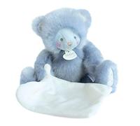 Doudou et Compagnie - Peluche Ourson Avec Doudou Mouchoir - 22 cm - Bleu - Trop Mimi - DC3553