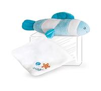 Doudou et Compagnie - Peluche Poisson Clown avec Doudou - 16 cm - DC3656 | Carré de Tissu Ultra Doux - Format Mini Facile à Emporter - Dès la Naissance - Garantie Doudou Perdu - Idée Cadeau Naissance