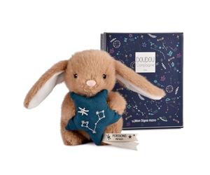 Doudou et Compagnie - Petit Doudou Lapin Poissons 12 cm - Peluche Bébé Collection Astro - Constellation Brodée & Étoile - Idée Cadeau Naissance Bébé Fille Garçon Premier Doudou Doux - DC4662