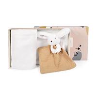 Doudou et Compagnie - Plaid Bébé Tout Doux avec son Doudou Lapin - Couverture Polaire - Collection Happy Wild - Blanc - 100 x 70 cm - Coffret Cadeau de Naissance Bébé - HAPPY DOUDOU - DC3978