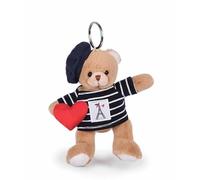 Doudou et Compagnie - Porte-Clés Ours Marinière - Tour Eiffel - SP4280 | Avec Béret et Cœur - 14 cm - Mini Peluche Accessoire pour Sacs - À Collectionner - Toute Douce - Idée Cadeau Souvenir Paris