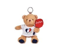 DOUDOU ET COMPAGNIE - Porte Clés Ours Peluche Bisous avec Ballon Rouge - 15 cm - Collection Amour de Paris - Design Brodé Esprit Français - Doudou Peluche pour Enfants - Cadeau Saint Valentin - SP4518
