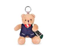 Doudou et Compagnie - Porte-Clés Ours Peluche Célébration - 15 cm - SP4521 | Ours Beige avec Gilet Bleu et Bouteille - Souvenir Paris Peluche - Accessoire Multi-Usage - Cadeau Peluche Enfant et Adulte