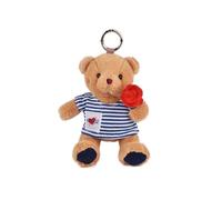 DOUDOU ET COMPAGNIE - Porte Clés Ours Peluche Romantique avec Rose Rouge - 15 cm - Collection Amour de Paris - Design Esprit Français - Doudou Peluche pour Enfants - Cadeau Saint Valentin - SP4517