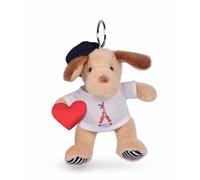 Doudou et Compagnie - Porte-Clés Peluche Chien Parisien - 14 cm - SP4284 | Avec Béret - Collection Amour de Paris - Détails Brodés de Qualité - À Accrocher à son Sac - Idée Cadeau Souvenir de Paris