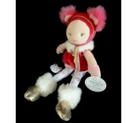 . DOUDOU ET COMPAGNIE POUPEE LADY ROBE ROSE FUSHIA BLANC capuche ours 100% NEUF