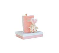 Doudou et Compagnie - Protège Carnet De Santé Bébé + Doudou Lapin - 32,5cm X 23,5cm - Rose - Coffret Cadeau De Naissance - Lapin De Sucre -DC3498