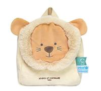 Doudou et Compagnie - Sac à Dos Lion - UNICEF - 20 x 20 x 10 Cm - Beige - Fermeture Velcro - Sangles Réglables - Idée Cadeau de Naissance Fille et Garçon - À Partir de 18 Mois - DC3839