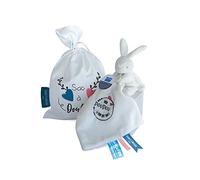 Doudou et Compagnie - Sac à Doudou Lapin UNICEF - 10 Cm Blanc - Idée Cadeau de Naissance Fille et Garçon - Garantie Doudou Perdu - DC3715