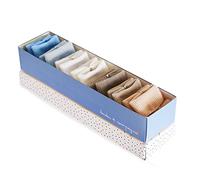 DOUDOU ET COMPAGNIE - Semainier Naissance - Chaussettes Bébé - 7 Paires - Harmonie Bleu/Taupe - Dès La Naissance - 80% Coton, 20% Élasthanne, Lavable À 30° - Boîte Cadeau Incluse - DC3701
